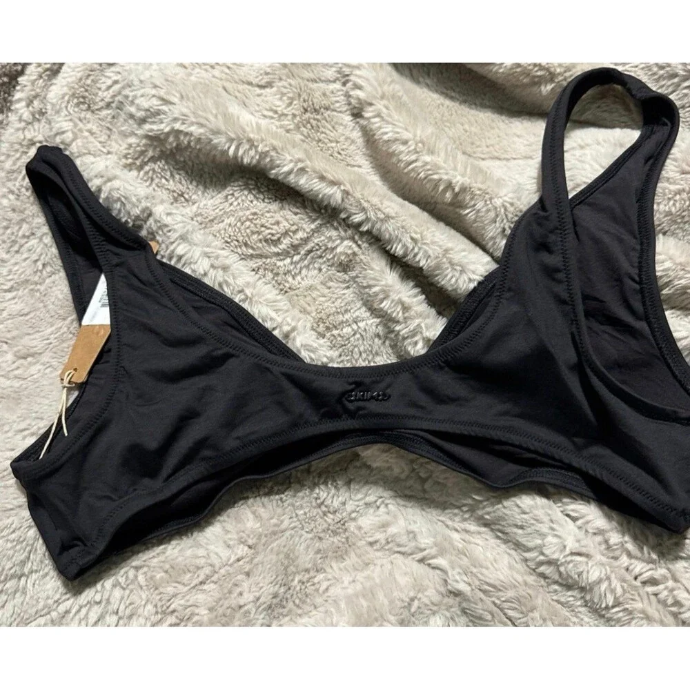 SKIMS Black V-Neck Bikini Top